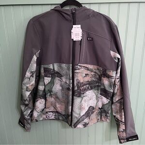 Pelagic Open Seas Fishing Hooded Softshell Jacket in Gray & Camo